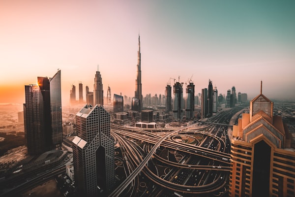 Futuristic Dubai skyscrapers