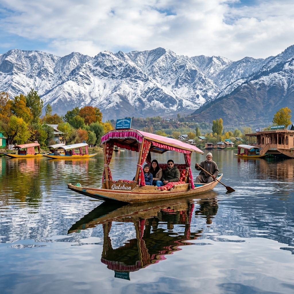 Beautiful houseboats in Kashmir Dal Lake